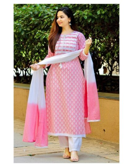 Beautiful Rayon Embroidery Work Heavy Kurti Pent With Dupatta